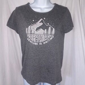 Adventure is Waiting Outdoor Minimal Tee T-Shirt Short Sleeve Gray Women's S